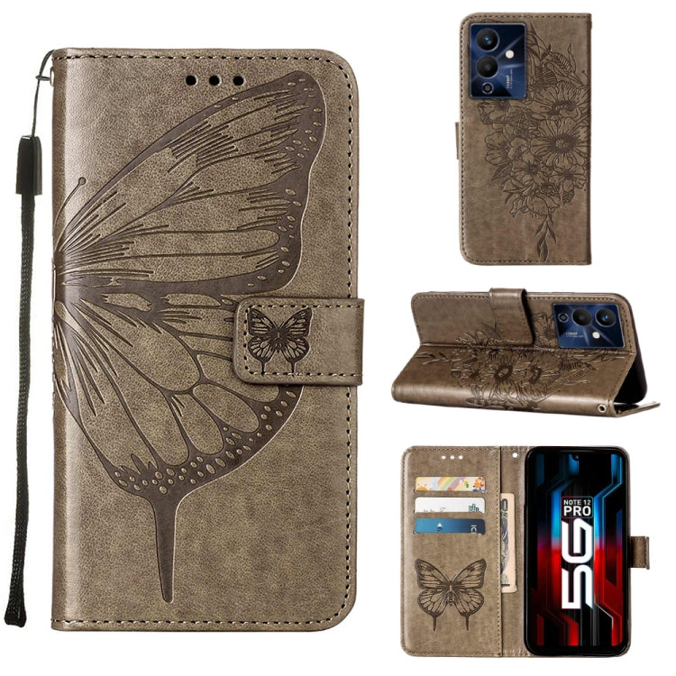 Embossed Butterfly Flip Leather Phone Case, For Infinix Hot 12 Play/Hot 12 Play NFC X6816C, For Infinix Hot 12i X665, For Infinix Hot 12 X6817, For Infinix Note 12 Pro 4G, For Infinix Note 12 Pro 5G, For Infinix Note 12 G96