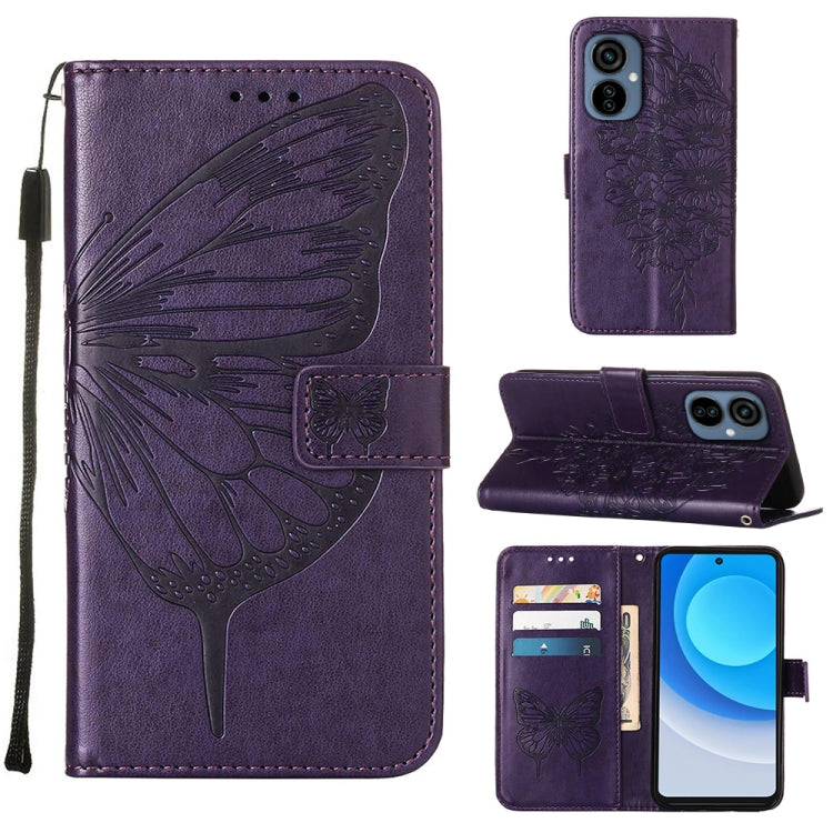 Embossed Butterfly Flip Leather Phone Case, For OnePlus 10T 5G Global, For Tecno Camon 19, For Tecno Camon 19 NEO, For Tecno Camon 19 Pro 5G, For Tecno POP 6, For Tecno Pova 3/LE7