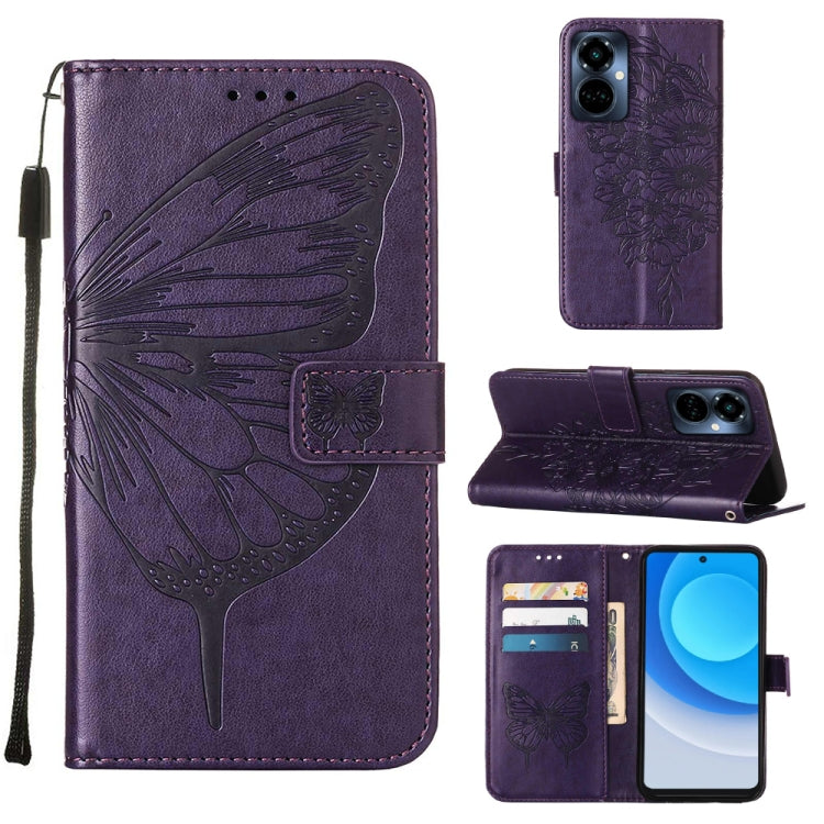 Embossed Butterfly Flip Leather Phone Case, For OnePlus 10T 5G Global, For Tecno Camon 19, For Tecno Camon 19 NEO, For Tecno Camon 19 Pro 5G, For Tecno POP 6, For Tecno Pova 3/LE7