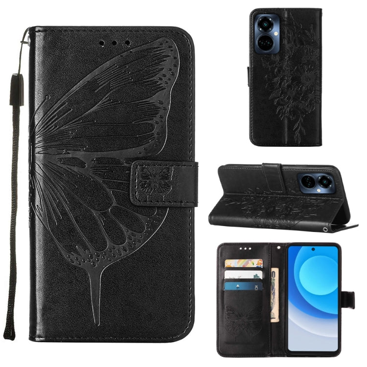 Embossed Butterfly Flip Leather Phone Case, For OnePlus 10T 5G Global, For Tecno Camon 19, For Tecno Camon 19 NEO, For Tecno Camon 19 Pro 5G, For Tecno POP 6, For Tecno Pova 3/LE7