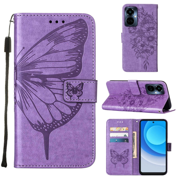Embossed Butterfly Flip Leather Phone Case, For OnePlus 10T 5G Global, For Tecno Camon 19, For Tecno Camon 19 NEO, For Tecno Camon 19 Pro 5G, For Tecno POP 6, For Tecno Pova 3/LE7