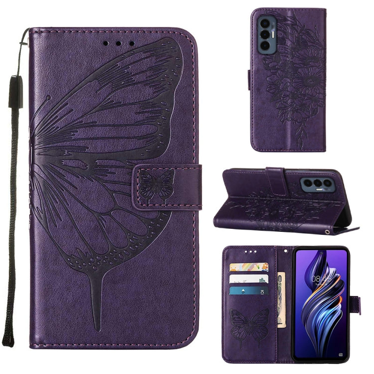 Embossed Butterfly Flip Leather Phone Case, For OnePlus 10T 5G Global, For Tecno Camon 19, For Tecno Camon 19 NEO, For Tecno Camon 19 Pro 5G, For Tecno POP 6, For Tecno Pova 3/LE7