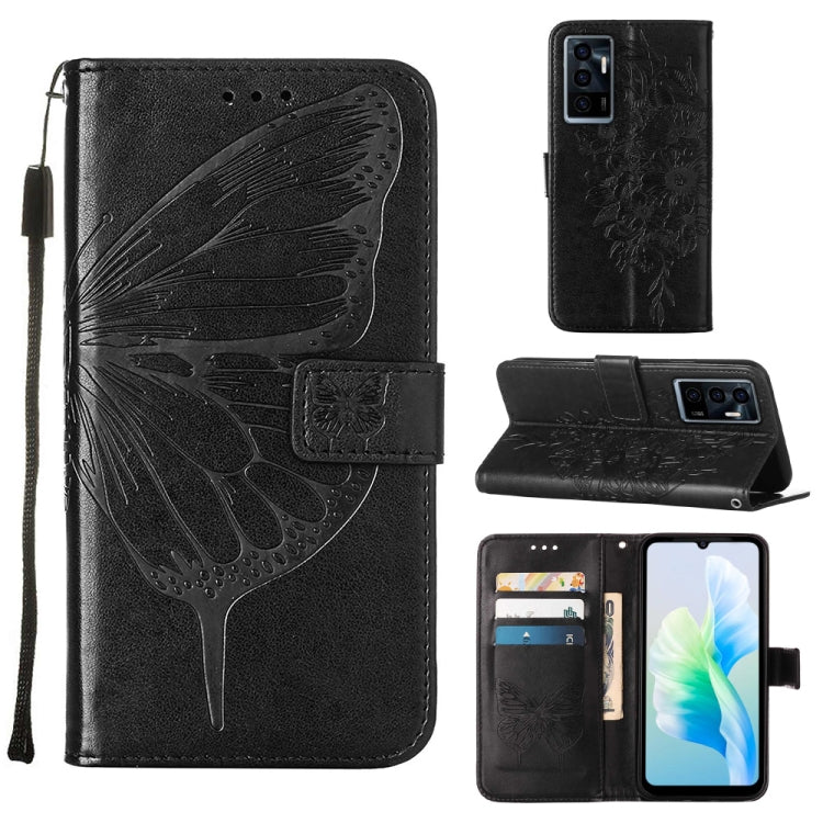 Embossed Butterfly Flip Leather Phone Case, For Tecno Spark 9 Pro/Spark 9T, For vivo S10e 5G/V23e 4G/V23E 5G/Y75 4G, For vivo Y02S, For vivo Y77 5G Global, For ZTE Blade A52, For ZTE Blade A72 5G