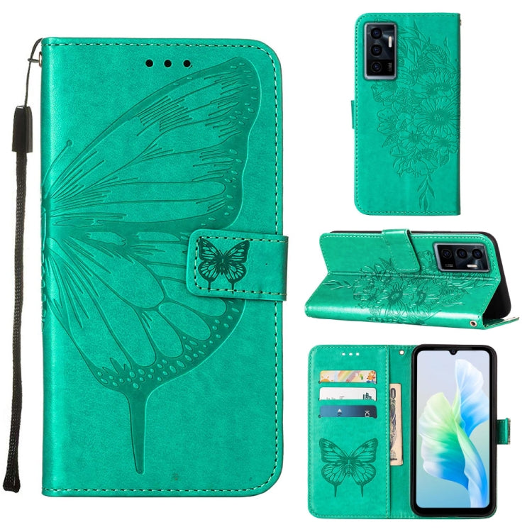 Embossed Butterfly Flip Leather Phone Case, For Tecno Spark 9 Pro/Spark 9T, For vivo S10e 5G/V23e 4G/V23E 5G/Y75 4G, For vivo Y02S, For vivo Y77 5G Global, For ZTE Blade A52, For ZTE Blade A72 5G