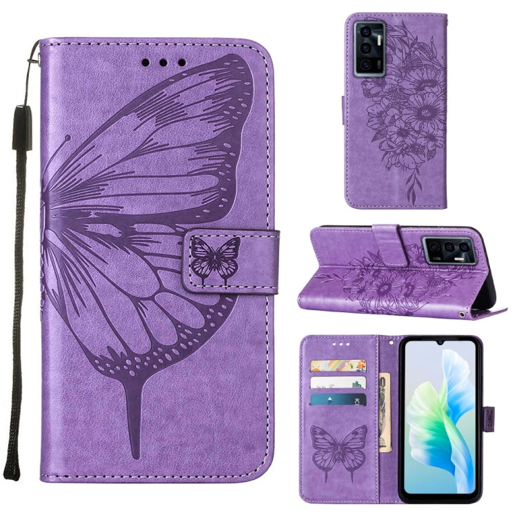 Embossed Butterfly Flip Leather Phone Case, For Tecno Spark 9 Pro/Spark 9T, For vivo S10e 5G/V23e 4G/V23E 5G/Y75 4G, For vivo Y02S, For vivo Y77 5G Global, For ZTE Blade A52, For ZTE Blade A72 5G