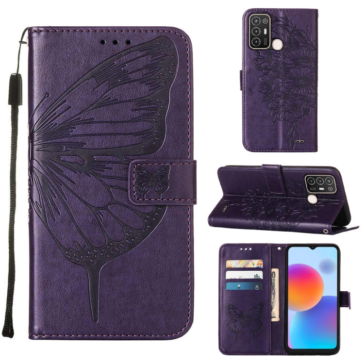 Embossed Butterfly Flip Leather Phone Case, For Tecno Spark 9 Pro/Spark 9T, For vivo S10e 5G/V23e 4G/V23E 5G/Y75 4G, For vivo Y02S, For vivo Y77 5G Global, For ZTE Blade A52, For ZTE Blade A72 5G