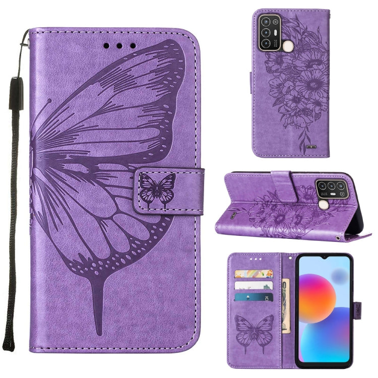 Embossed Butterfly Flip Leather Phone Case, For Tecno Spark 9 Pro/Spark 9T, For vivo S10e 5G/V23e 4G/V23E 5G/Y75 4G, For vivo Y02S, For vivo Y77 5G Global, For ZTE Blade A52, For ZTE Blade A72 5G