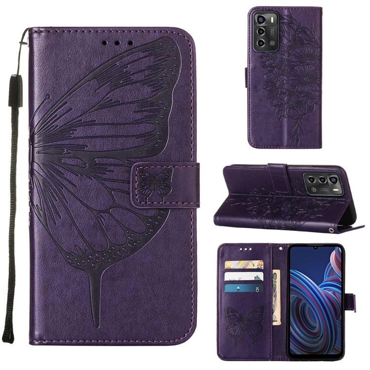 Embossed Butterfly Flip Leather Phone Case, For Tecno Spark 9 Pro/Spark 9T, For vivo S10e 5G/V23e 4G/V23E 5G/Y75 4G, For vivo Y02S, For vivo Y77 5G Global, For ZTE Blade A52, For ZTE Blade A72 5G