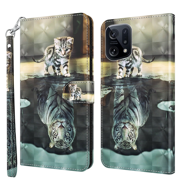 3D Painting Pattern TPU + PU Leather Phone Case, For OPPO Find X5, For OPPO Find X5 Pro, For OPPO Reno7 5G/Find X5 Lite, For vivo Y72 5G