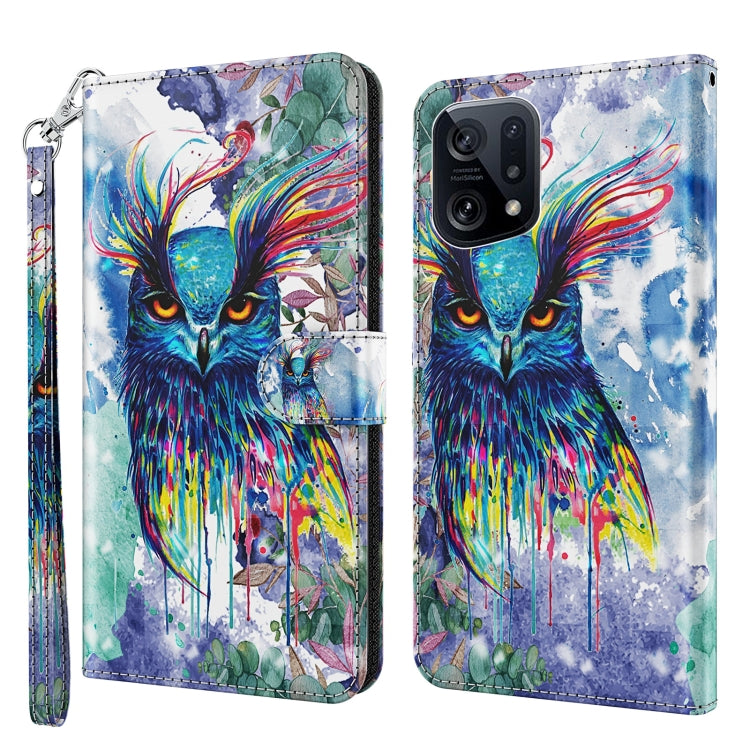 3D Painting Pattern TPU + PU Leather Phone Case, For OPPO Find X5, For OPPO Find X5 Pro, For OPPO Reno7 5G/Find X5 Lite, For vivo Y72 5G
