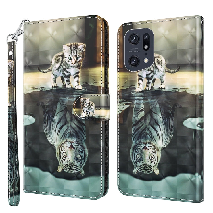 3D Painting Pattern TPU + PU Leather Phone Case, For OPPO Find X5, For OPPO Find X5 Pro, For OPPO Reno7 5G/Find X5 Lite, For vivo Y72 5G