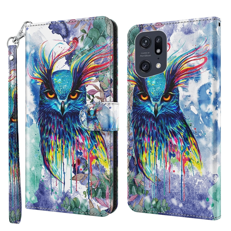 3D Painting Pattern TPU + PU Leather Phone Case, For OPPO Find X5, For OPPO Find X5 Pro, For OPPO Reno7 5G/Find X5 Lite, For vivo Y72 5G