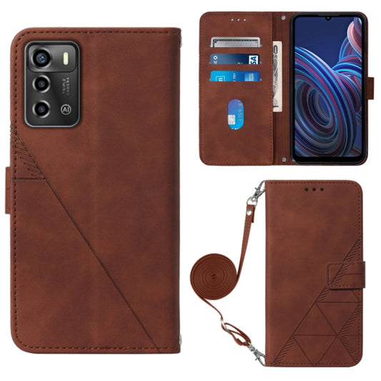 Crossbody 3D Embossed Flip Leather Phone Case, For ZTE Blade A72