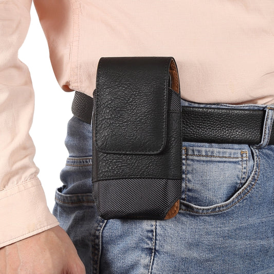 Mobile Phone Cowhide Texture Oxford Cloth Waist Bag, For 5.2 inch, For 6.1 inch, For 6.5 inch, For 6.7-6.9 inch, For 7.0 inch