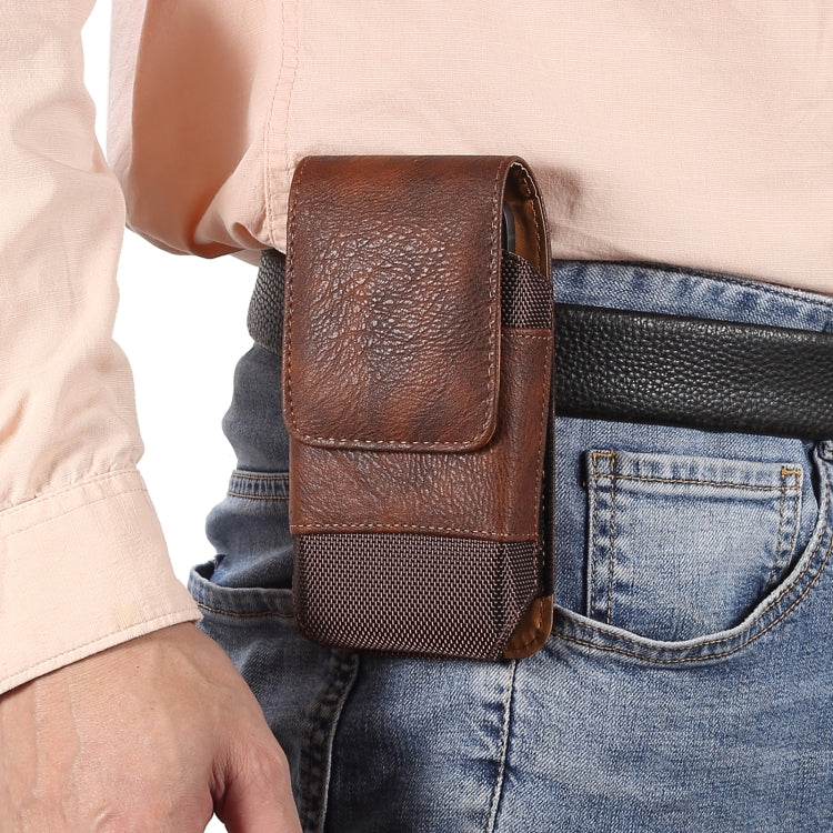 Mobile Phone Cowhide Texture Oxford Cloth Waist Bag, For 5.2 inch, For 6.1 inch, For 6.5 inch, For 6.7-6.9 inch, For 7.0 inch