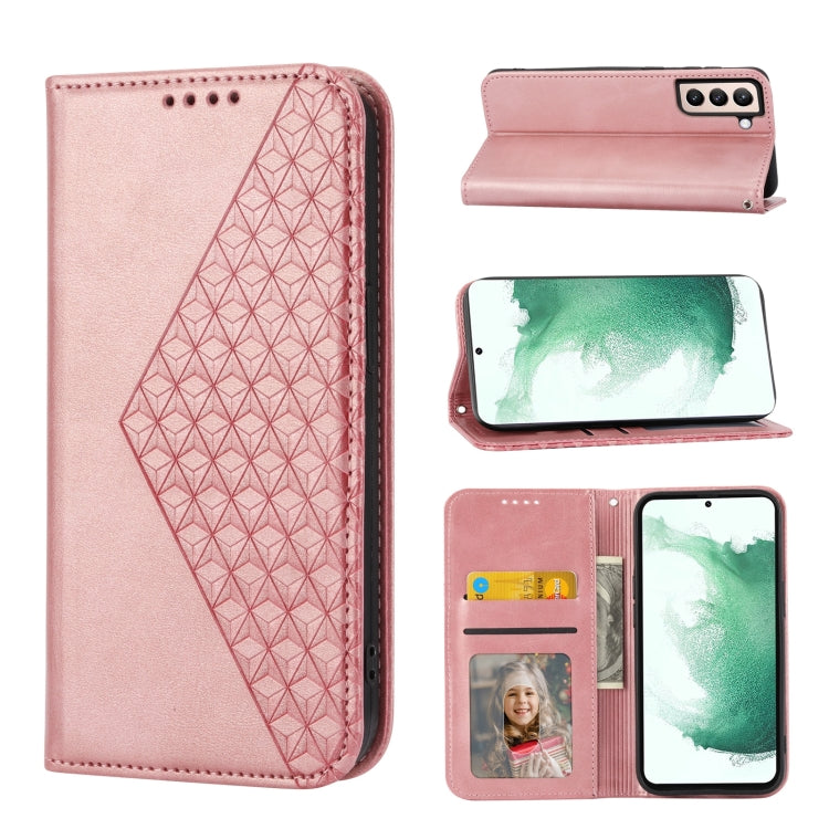 Cubic Grid Calf Texture Magnetic Closure Leather Phone Case, For Samsung Galaxy S22 5G, For Samsung Galaxy S22+ 5G, For Samsung Galaxy S22 Ultra 5G, For Samsung Galaxy S21 5G, For Samsung Galaxy S21+ 5G, For Samsung Galaxy S21 FE 5G                    ...