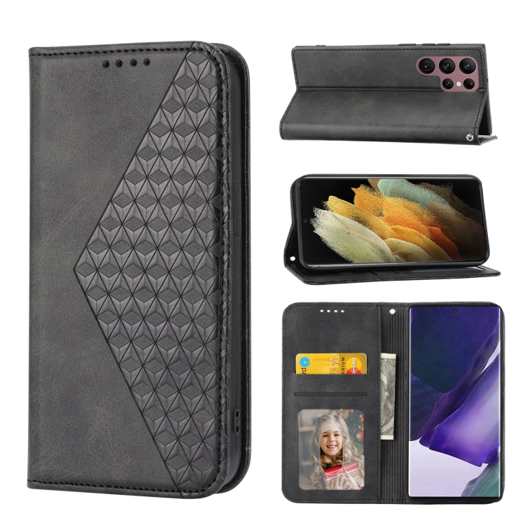 Cubic Grid Calf Texture Magnetic Closure Leather Phone Case, For Samsung Galaxy S22 5G, For Samsung Galaxy S22+ 5G, For Samsung Galaxy S22 Ultra 5G, For Samsung Galaxy S21 5G, For Samsung Galaxy S21+ 5G, For Samsung Galaxy S21 FE 5G                    ...