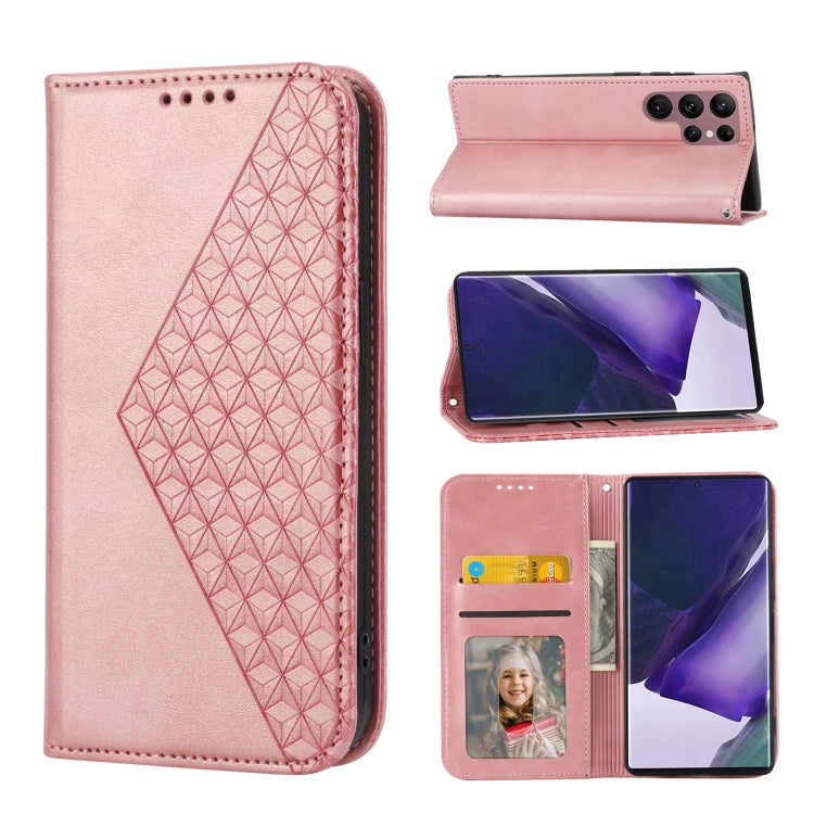 Cubic Grid Calf Texture Magnetic Closure Leather Phone Case, For Samsung Galaxy S22 5G, For Samsung Galaxy S22+ 5G, For Samsung Galaxy S22 Ultra 5G, For Samsung Galaxy S21 5G, For Samsung Galaxy S21+ 5G, For Samsung Galaxy S21 FE 5G                    ...