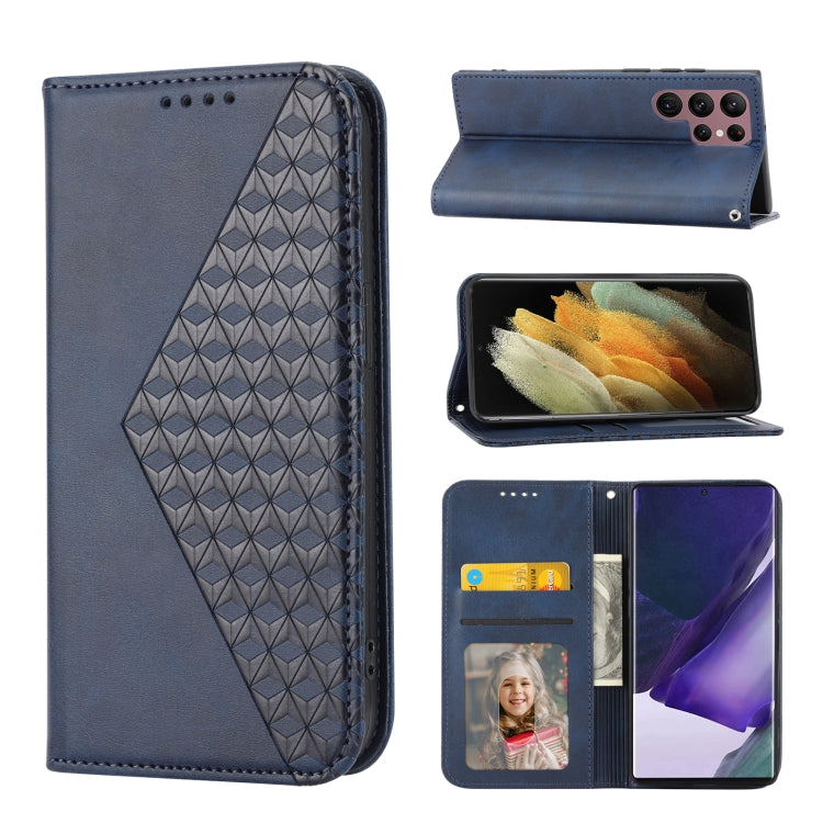 Cubic Grid Calf Texture Magnetic Closure Leather Phone Case, For Samsung Galaxy S22 5G, For Samsung Galaxy S22+ 5G, For Samsung Galaxy S22 Ultra 5G, For Samsung Galaxy S21 5G, For Samsung Galaxy S21+ 5G, For Samsung Galaxy S21 FE 5G                    ...