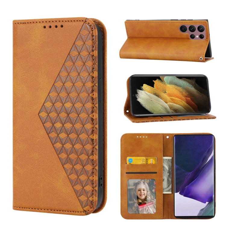 Cubic Grid Calf Texture Magnetic Closure Leather Phone Case, For Samsung Galaxy S22 5G, For Samsung Galaxy S22+ 5G, For Samsung Galaxy S22 Ultra 5G, For Samsung Galaxy S21 5G, For Samsung Galaxy S21+ 5G, For Samsung Galaxy S21 FE 5G                    ...