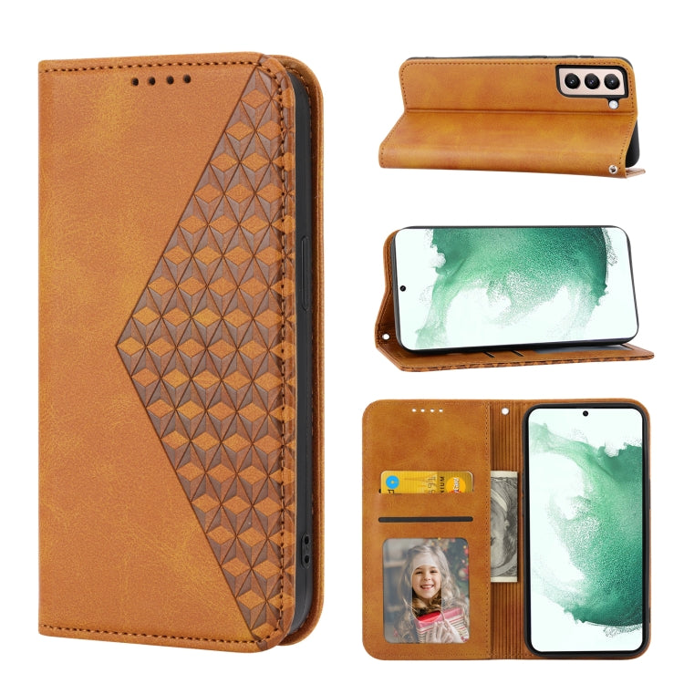 Cubic Grid Calf Texture Magnetic Closure Leather Phone Case, For Samsung Galaxy S22 5G, For Samsung Galaxy S22+ 5G, For Samsung Galaxy S22 Ultra 5G, For Samsung Galaxy S21 5G, For Samsung Galaxy S21+ 5G, For Samsung Galaxy S21 FE 5G                    ...