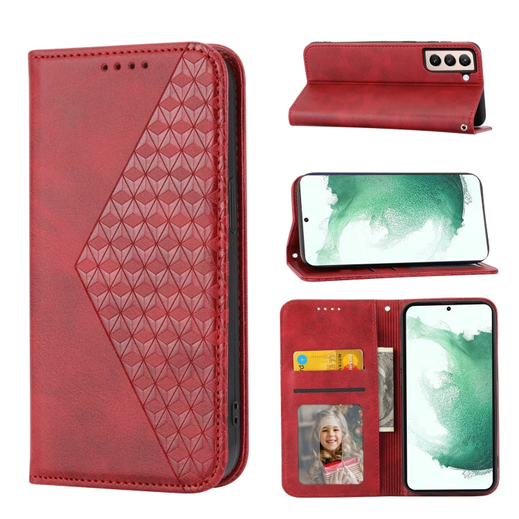 Cubic Grid Calf Texture Magnetic Closure Leather Phone Case, For Samsung Galaxy S22 5G, For Samsung Galaxy S22+ 5G, For Samsung Galaxy S22 Ultra 5G, For Samsung Galaxy S21 5G, For Samsung Galaxy S21+ 5G, For Samsung Galaxy S21 FE 5G                    ...