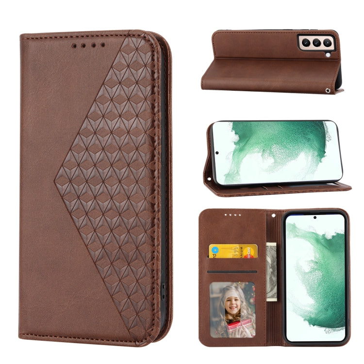 Cubic Grid Calf Texture Magnetic Closure Leather Phone Case, For Samsung Galaxy S22 5G, For Samsung Galaxy S22+ 5G, For Samsung Galaxy S22 Ultra 5G, For Samsung Galaxy S21 5G, For Samsung Galaxy S21+ 5G, For Samsung Galaxy S21 FE 5G                    ...