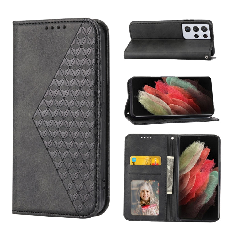 Cubic Grid Calf Texture Magnetic Closure Leather Phone Case, For Samsung Galaxy S22 5G, For Samsung Galaxy S22+ 5G, For Samsung Galaxy S22 Ultra 5G, For Samsung Galaxy S21 5G, For Samsung Galaxy S21+ 5G, For Samsung Galaxy S21 FE 5G                    ...