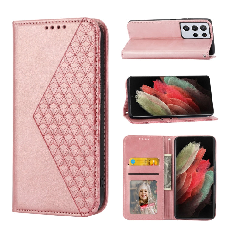 Cubic Grid Calf Texture Magnetic Closure Leather Phone Case, For Samsung Galaxy S22 5G, For Samsung Galaxy S22+ 5G, For Samsung Galaxy S22 Ultra 5G, For Samsung Galaxy S21 5G, For Samsung Galaxy S21+ 5G, For Samsung Galaxy S21 FE 5G                    ...