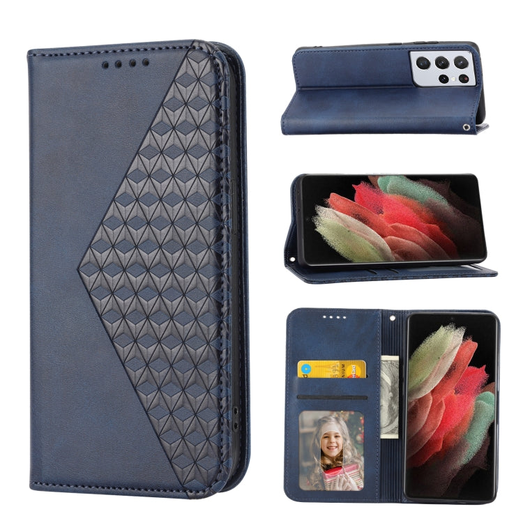 Cubic Grid Calf Texture Magnetic Closure Leather Phone Case, For Samsung Galaxy S22 5G, For Samsung Galaxy S22+ 5G, For Samsung Galaxy S22 Ultra 5G, For Samsung Galaxy S21 5G, For Samsung Galaxy S21+ 5G, For Samsung Galaxy S21 FE 5G                    ...