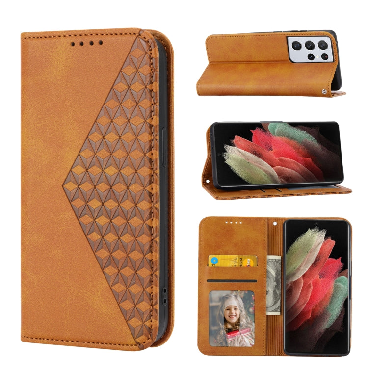 Cubic Grid Calf Texture Magnetic Closure Leather Phone Case, For Samsung Galaxy S22 5G, For Samsung Galaxy S22+ 5G, For Samsung Galaxy S22 Ultra 5G, For Samsung Galaxy S21 5G, For Samsung Galaxy S21+ 5G, For Samsung Galaxy S21 FE 5G                    ...