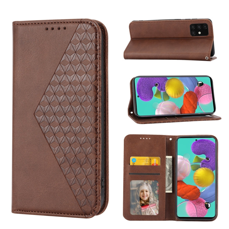 Cubic Grid Calf Texture Magnetic Closure Leather Phone Case, For Samsung Galaxy A51 4G, For Samsung Galaxy A71 4G, For Samsung Galaxy A32 4G, For Samsung Galaxy A32 5G, For Samsung Galaxy A52 4G / 5G, For Samsung Galaxy A72 4G / 5G                     ...