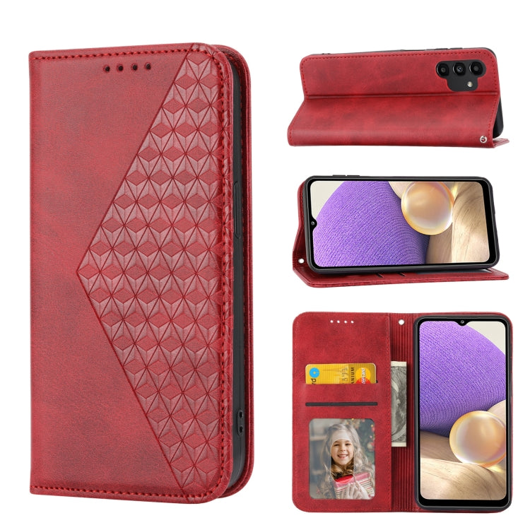 Cubic Grid Calf Texture Magnetic Closure Leather Phone Case, For Samsung Galaxy A51 4G, For Samsung Galaxy A71 4G, For Samsung Galaxy A32 4G, For Samsung Galaxy A32 5G, For Samsung Galaxy A52 4G / 5G, For Samsung Galaxy A72 4G / 5G                     ...