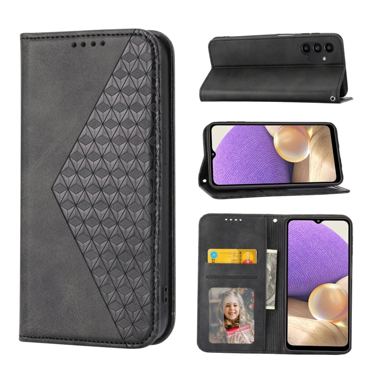 Cubic Grid Calf Texture Magnetic Closure Leather Phone Case, For Samsung Galaxy A51 4G, For Samsung Galaxy A71 4G, For Samsung Galaxy A32 4G, For Samsung Galaxy A32 5G, For Samsung Galaxy A52 4G / 5G, For Samsung Galaxy A72 4G / 5G                     ...