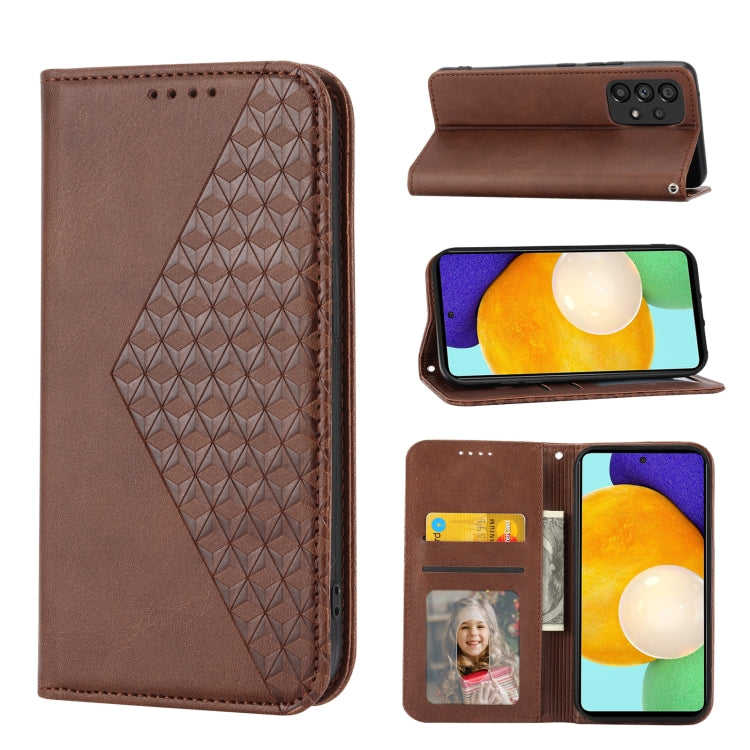 Cubic Grid Calf Texture Magnetic Closure Leather Phone Case, For Samsung Galaxy A51 4G, For Samsung Galaxy A71 4G, For Samsung Galaxy A32 4G, For Samsung Galaxy A32 5G, For Samsung Galaxy A52 4G / 5G, For Samsung Galaxy A72 4G / 5G                     ...