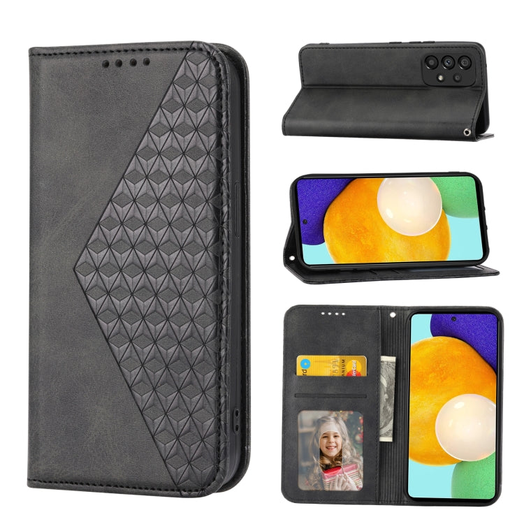 Cubic Grid Calf Texture Magnetic Closure Leather Phone Case, For Samsung Galaxy A22 5G JP Version, For Samsung Galaxy A03s 166mm, For Samsung Galaxy A03s 165.8mm, For Samsung Galaxy A13 4G / 5G, For Samsung Galaxy A53 5G, For Samsung Galaxy A73 5G