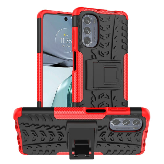 Tire Texture TPU + PC Phone Case with Holder, For Motorola Moto G62 5G
