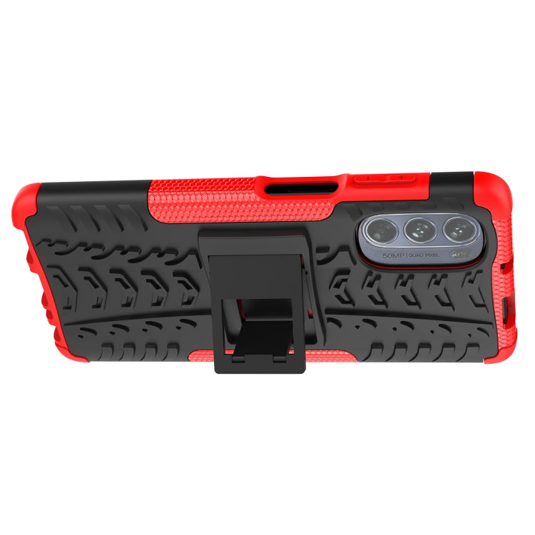 Tire Texture TPU + PC Phone Case with Holder, For Motorola Moto G62 5G