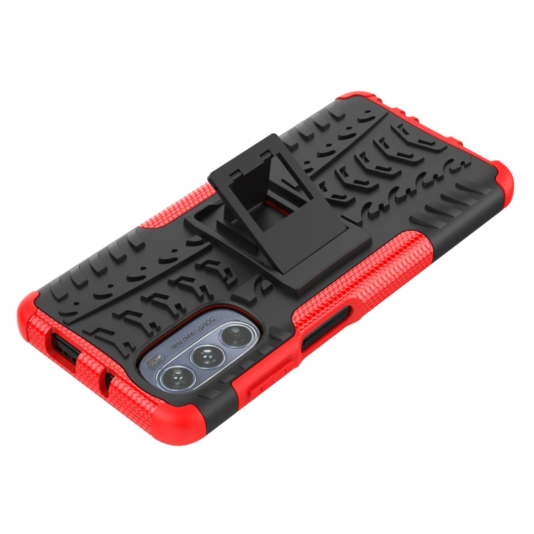 Tire Texture TPU + PC Phone Case with Holder, For Motorola Moto G62 5G