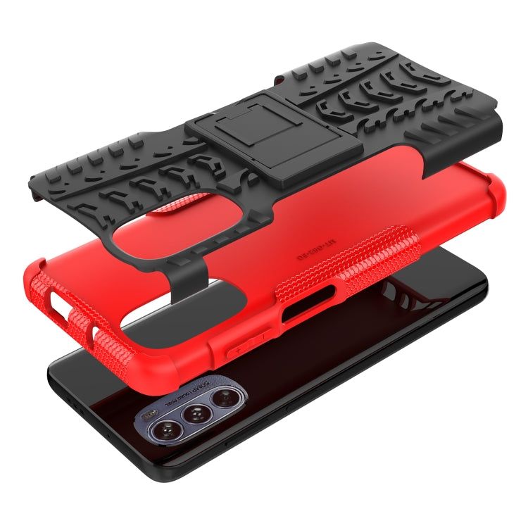 Tire Texture TPU + PC Phone Case with Holder, For Motorola Moto G62 5G