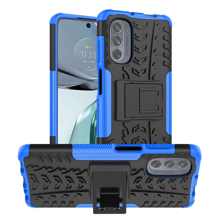 Tire Texture TPU + PC Phone Case with Holder, For Motorola Moto G62 5G