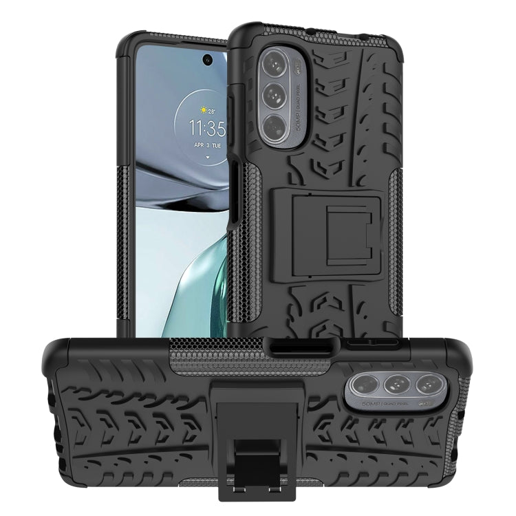 Tire Texture TPU + PC Phone Case with Holder, For Motorola Moto G62 5G