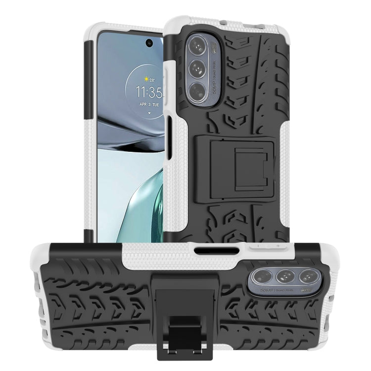 Tire Texture TPU + PC Phone Case with Holder, For Motorola Moto G62 5G