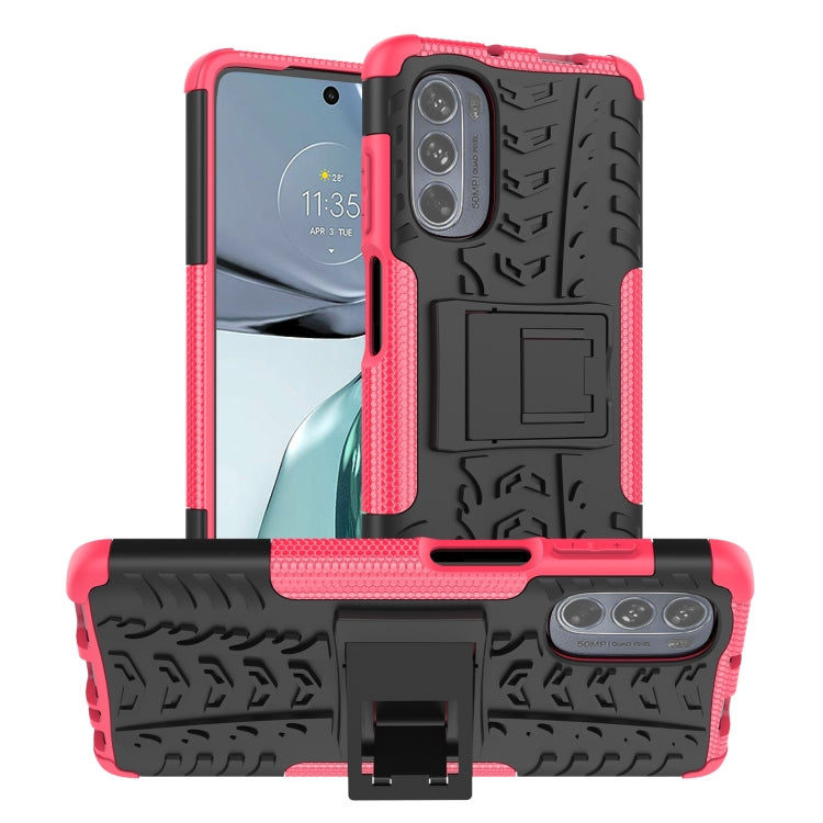 Tire Texture TPU + PC Phone Case with Holder, For Motorola Moto G62 5G