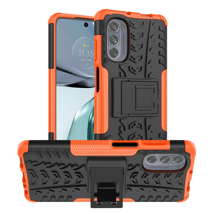 Tire Texture TPU + PC Phone Case with Holder, For Motorola Moto G62 5G