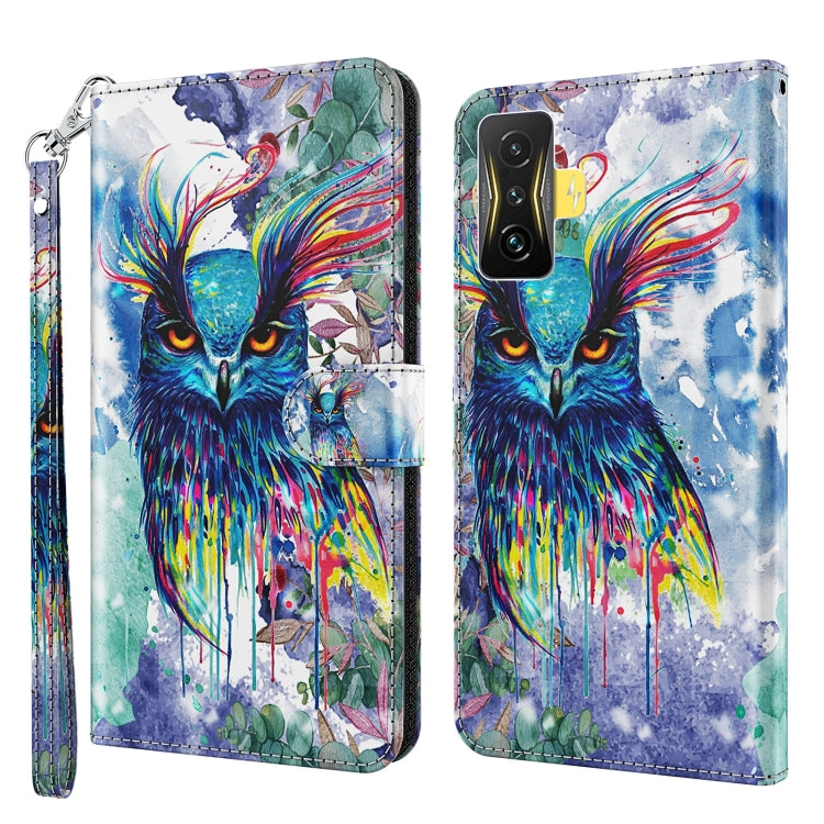 3D Painting Pattern TPU + PU Phone Case, For Xiaomi Poco F4, For Xiaomi Poco F4 GT, For Xiaomi Poco M5, For Xiaomi Poco M5S/Redmi Note 10/Note 10S