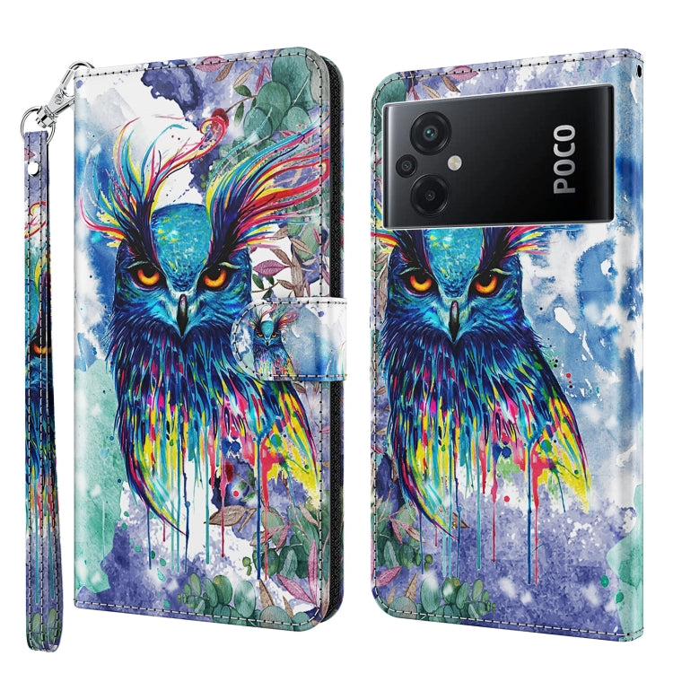 3D Painting Pattern TPU + PU Phone Case, For Xiaomi Poco F4, For Xiaomi Poco F4 GT, For Xiaomi Poco M5, For Xiaomi Poco M5S/Redmi Note 10/Note 10S