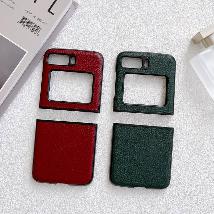 Genuine Leather Lychee Texture Phone Case, For Motorola Moto Razr 2022