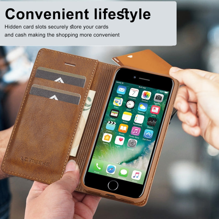 LC.IMEEKE RFID Anti-theft Leather Phone Case, For iPhone SE 2022 / SE 2020 / 8 / 7, For iPhone XS Max, For iPhone XS / X, For iPhone XR, For iPhone 8 Plus / 7 Plus, For Samsung Galaxy S21 5G, For Samsung Galaxy S21+ 5G