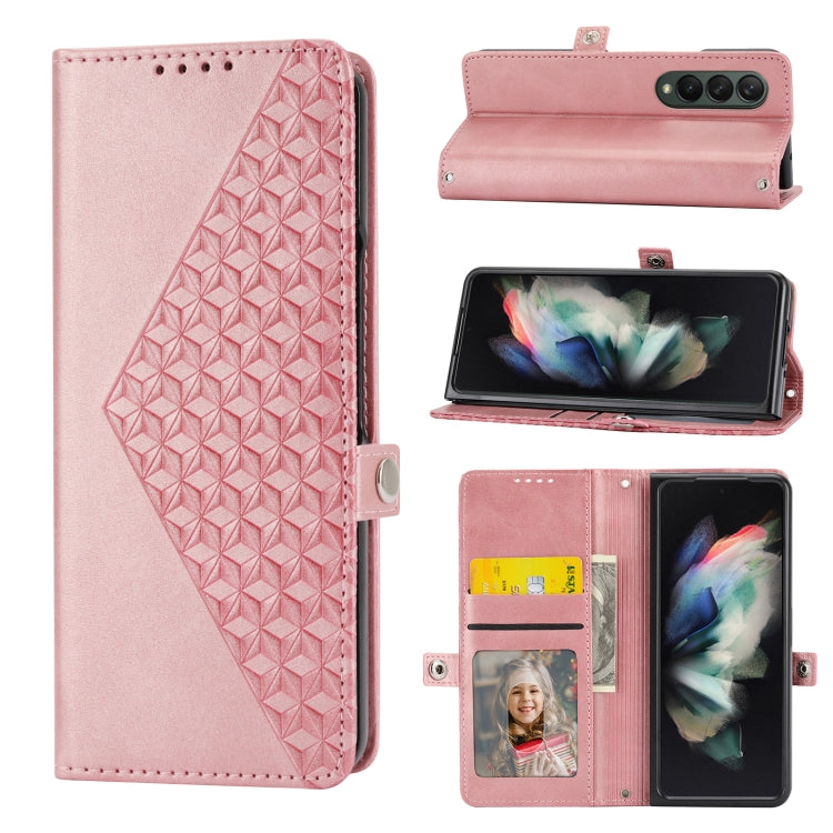 Cubic Grid Calf Texture Leather Phone Case, For Samsung Galaxy Z Fold4, For Samsung Galaxy Z Fold3 5G, For Samsung Galaxy Z Flip4, For Samsung Galaxy Z Flip3 5G